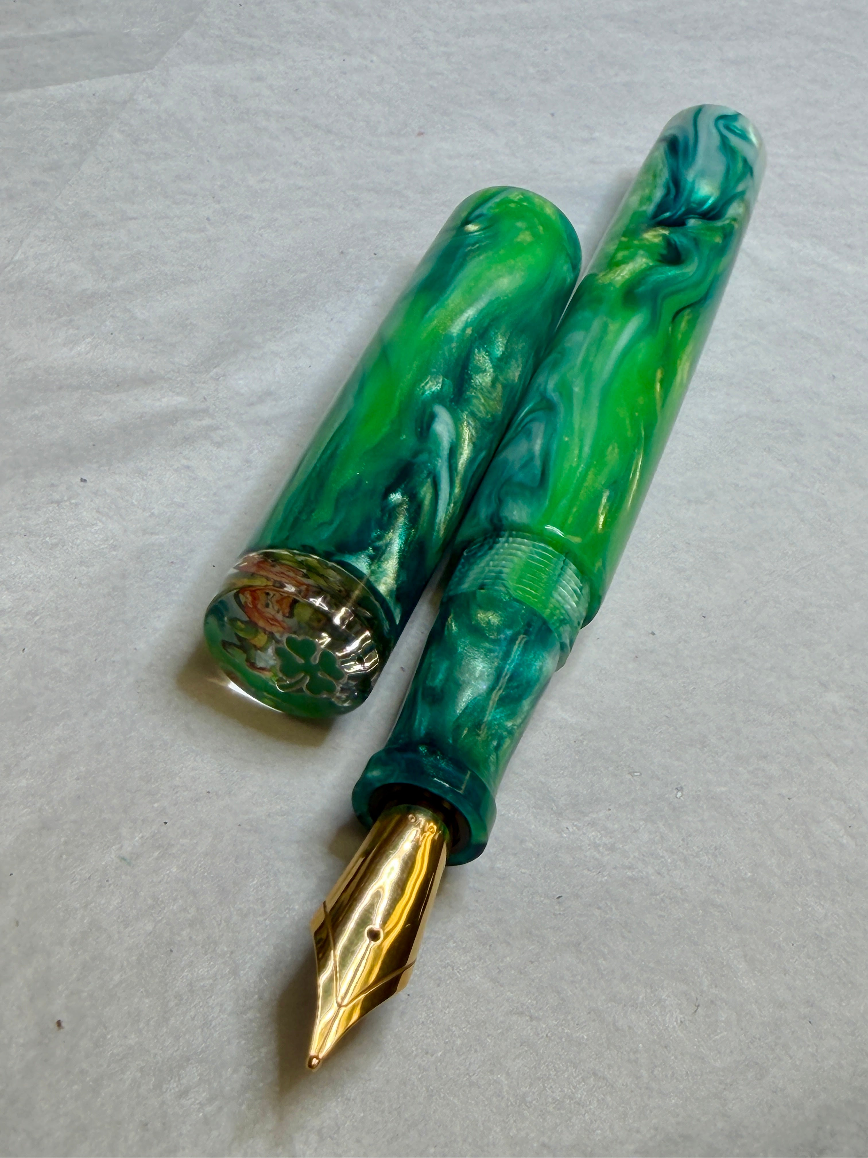 Lime Green Abalone Alpha Fountain Pen