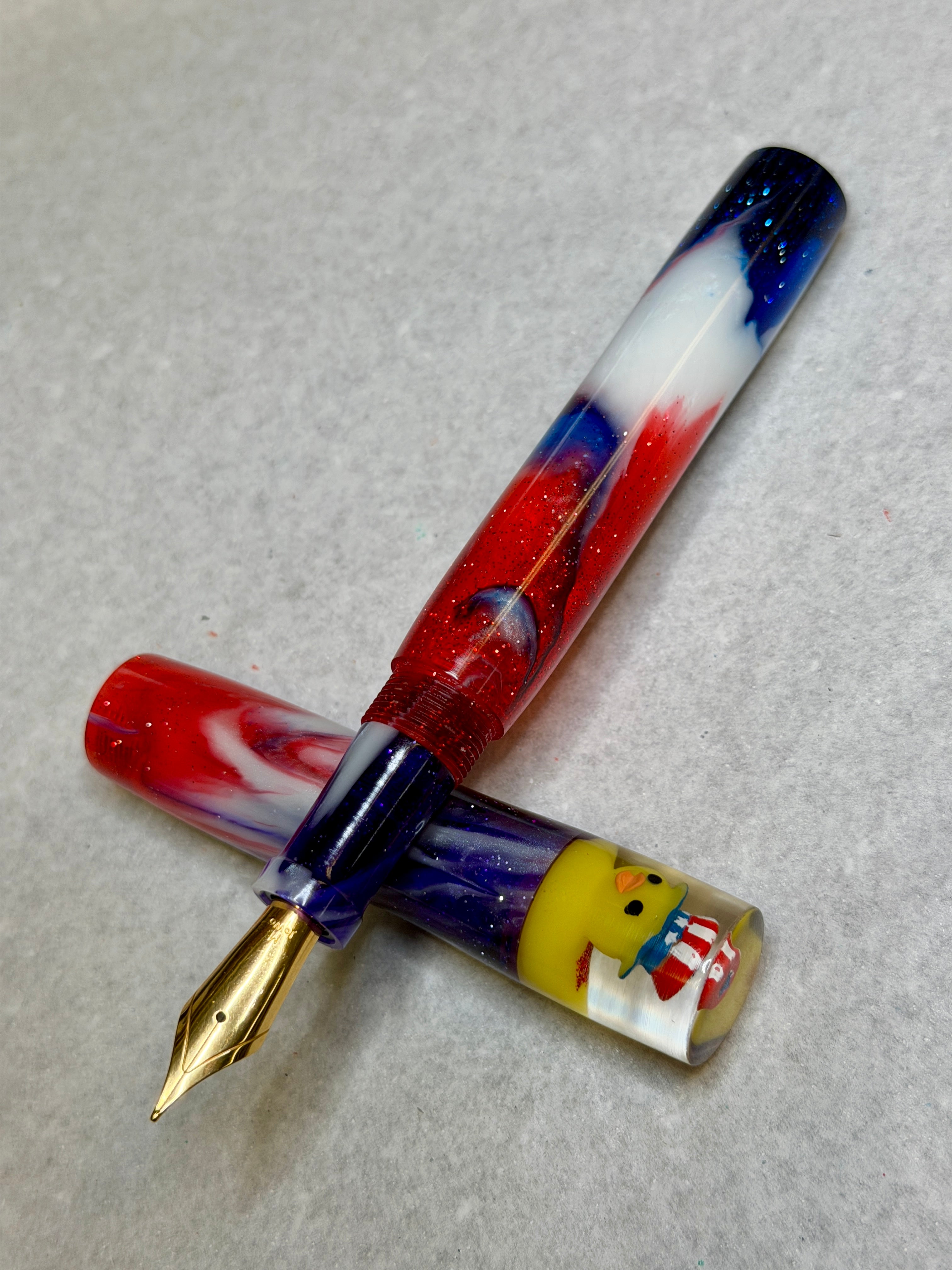 Chromatic Cyclone Patriotic Duck Alpha Fountain Pen