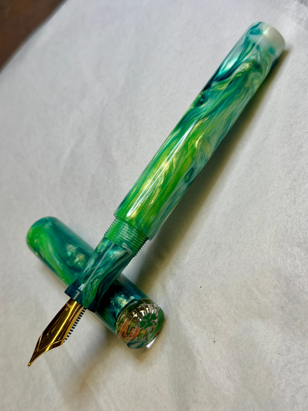 Lime Green Abalone Alpha Fountain Pen
