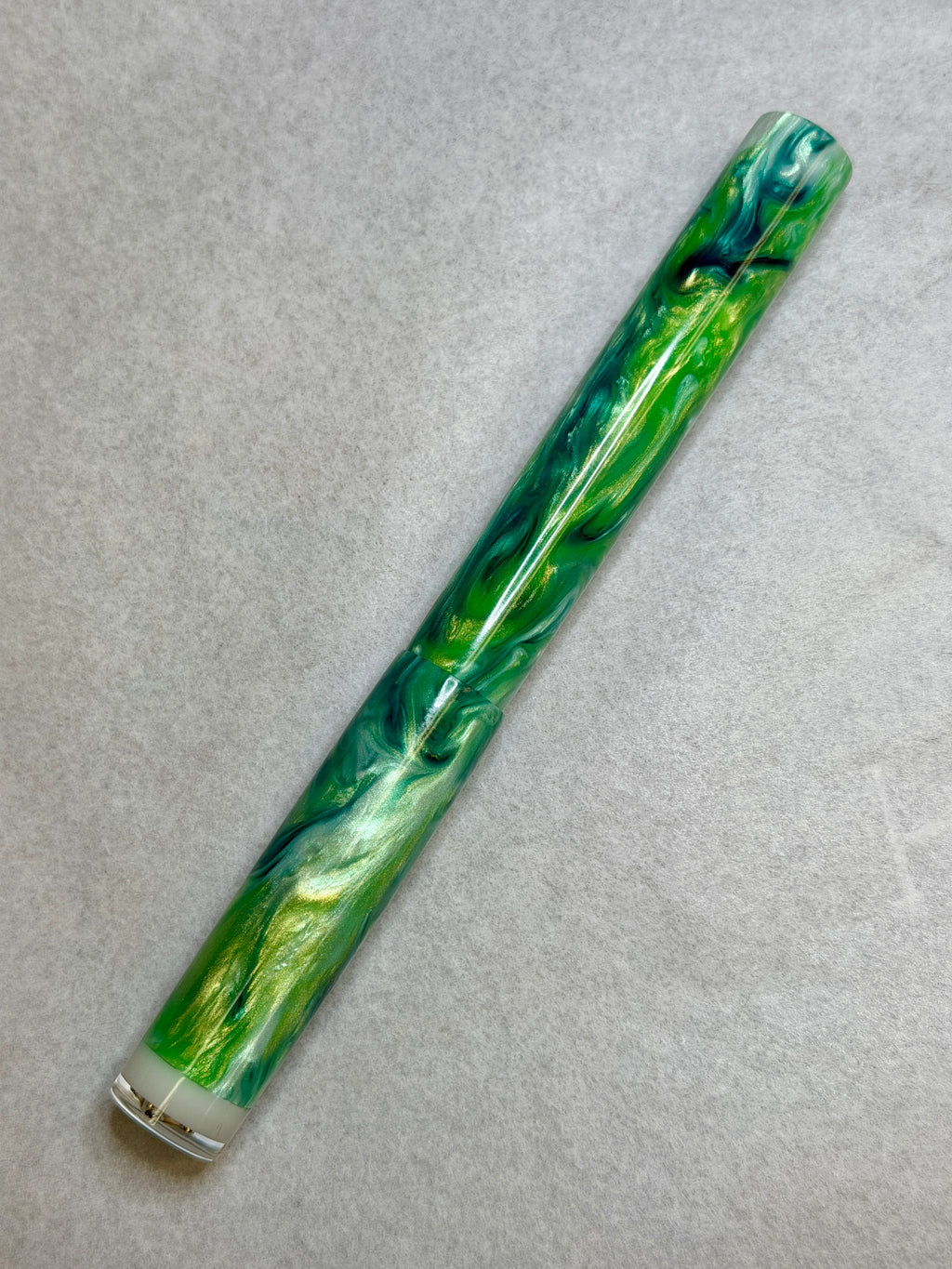 Lime Green Abalone Christmas Tree #7 Alpha Fountain Pen
