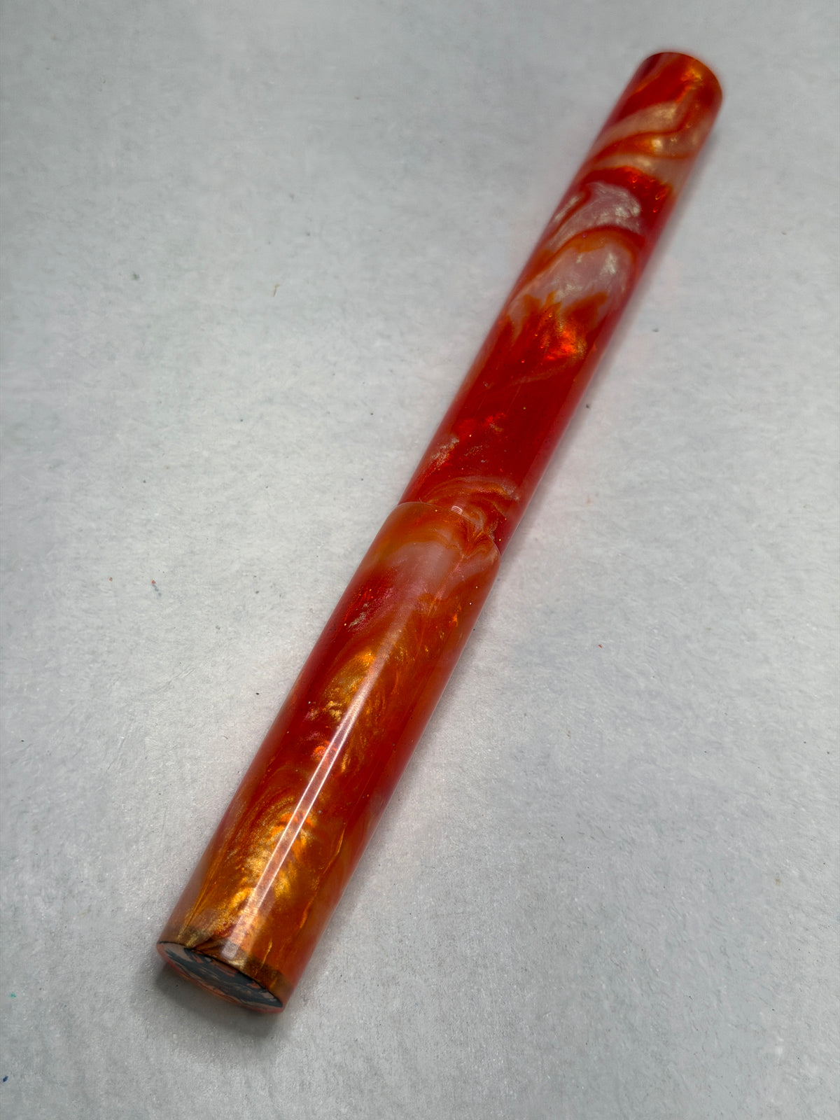 Orange Abalone Swirl Vintage Halloween Black Cat Fountain Pen
