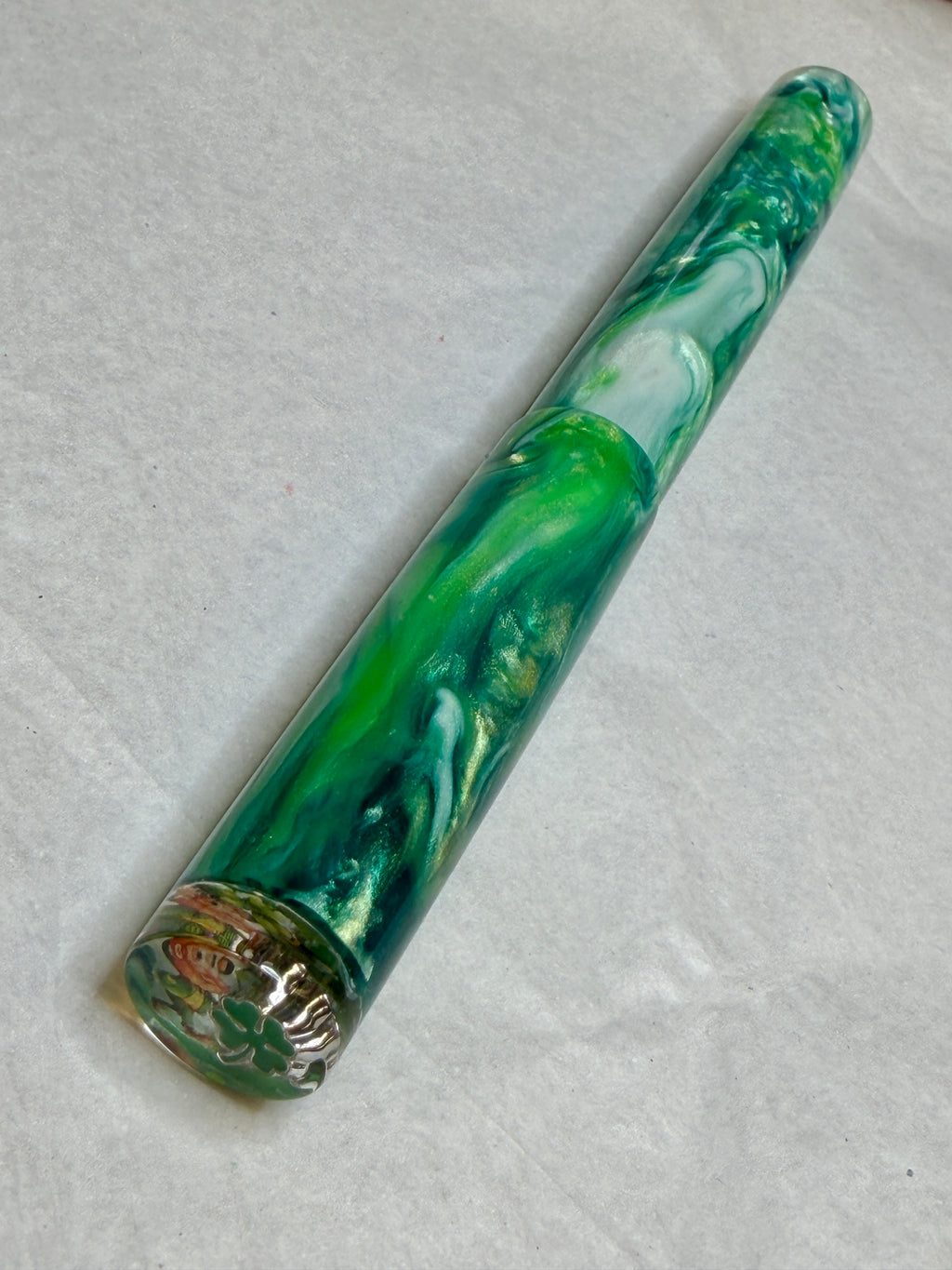 Lime Green Abalone Alpha Fountain Pen