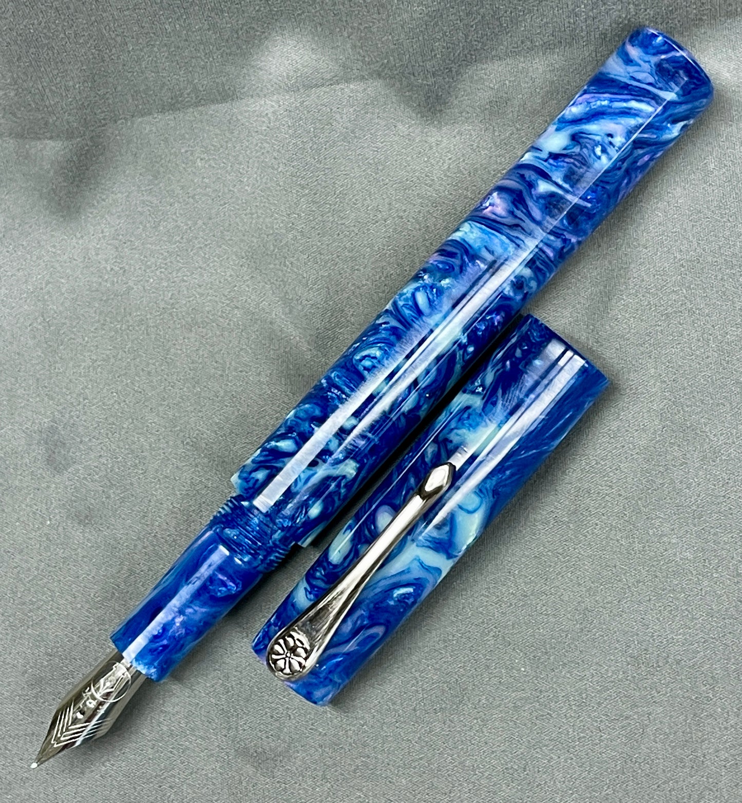 Z - Blue Abalone Pen with clip (Derek)